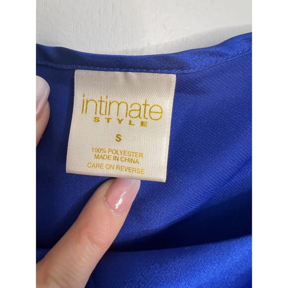 Initimate Style- Women's VINTAGE Satin Spaghetti Strap Nightgown - Sm Blue - Picture 3 of 6